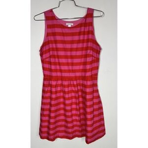 Garnet Hill Vibrant Stripe Crisp Cotton Sleeveless Fit & Flare Spring Dress 14